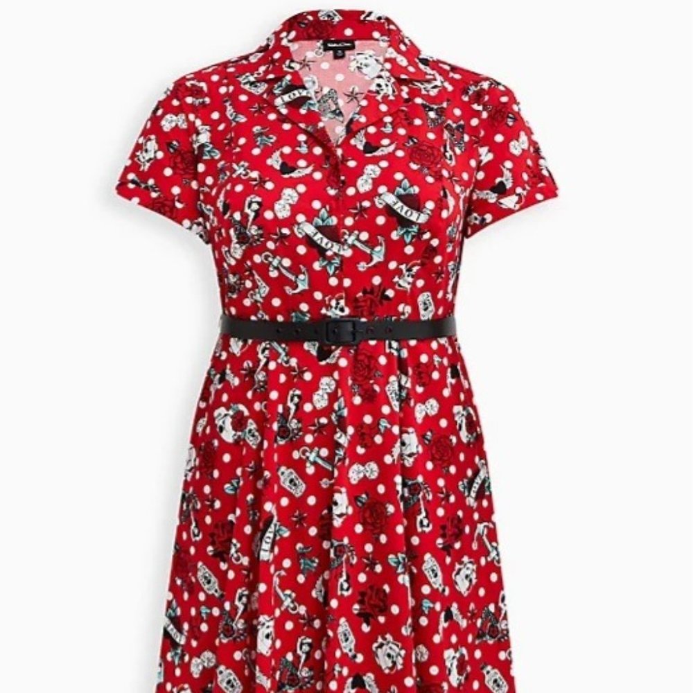 MIDI POPLIN COLLARED SWING DRESS